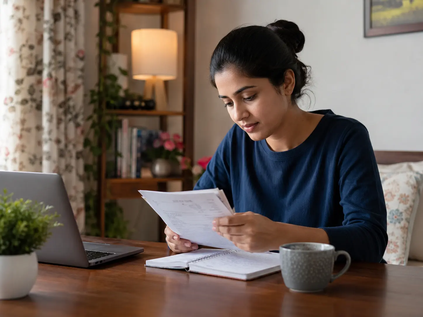 Woman working calmly at home while following an endometriosis treatment plan